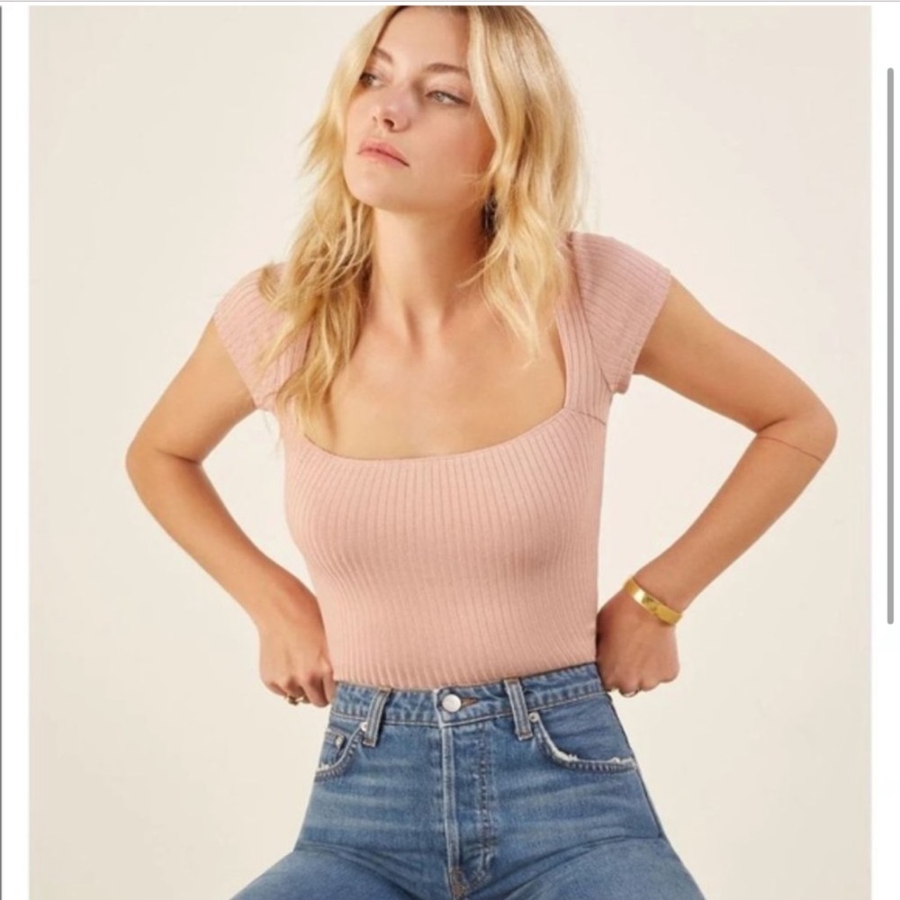 Reformation Bardot Top Light Pink